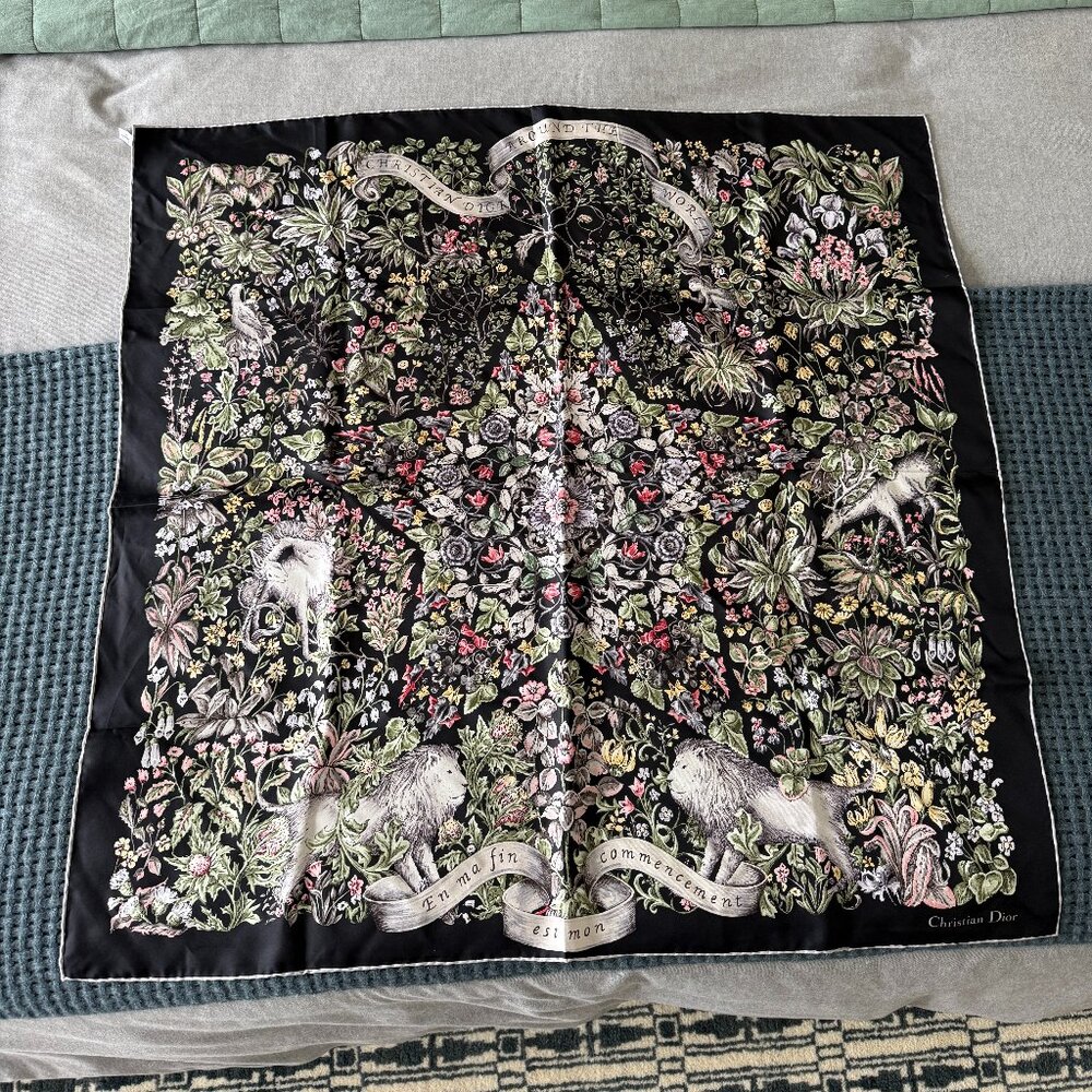 Christian Dior Silk Floral Print Scarf